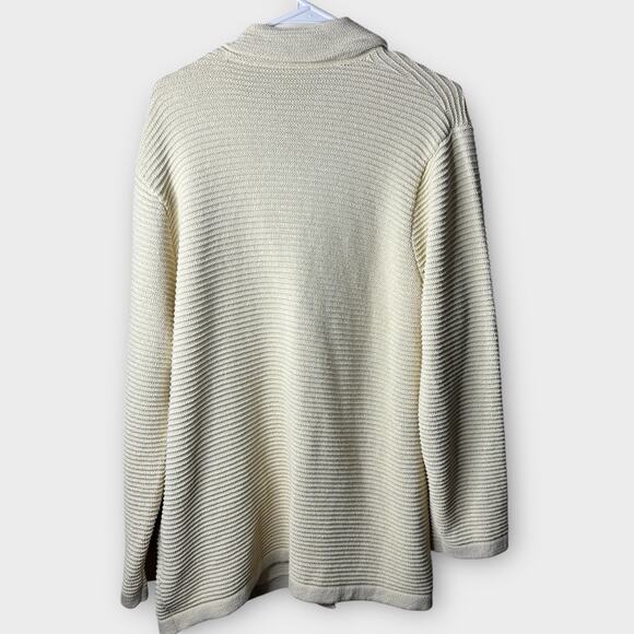 Ribbed sweater Blazer Jacket Womens XXL Cream Double Breasted Gold Buttons NWOT - Picture 5 of 9